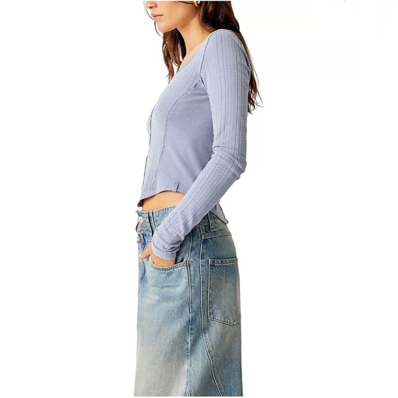 NWT Free People We The Free Eyes on You Long Sleeve in Falling Waters - Picture 7 of 15